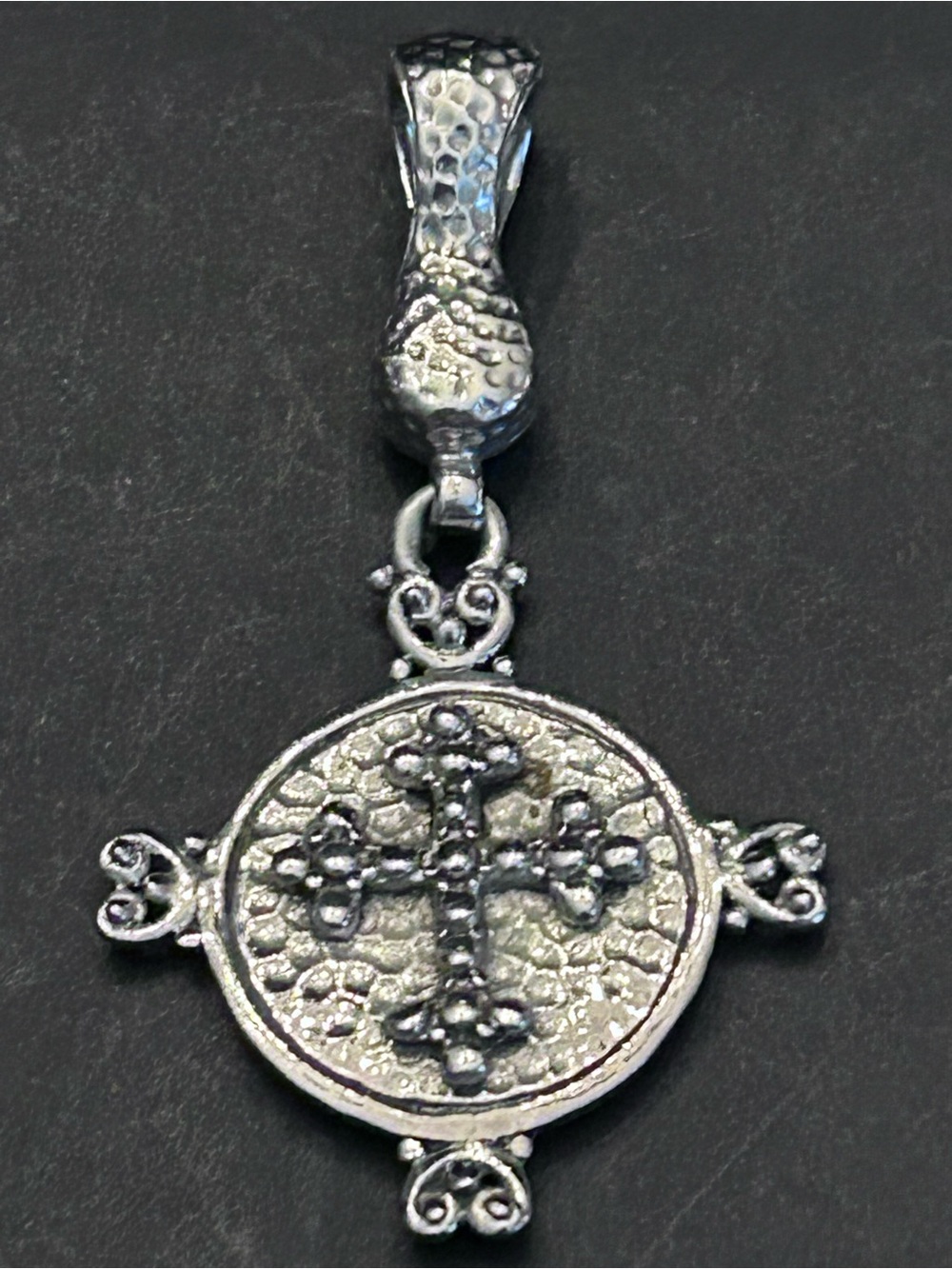 JTV Artisans of Bali 925 Sterling Silver Beaded Cross Enhancer Medallion Pendant